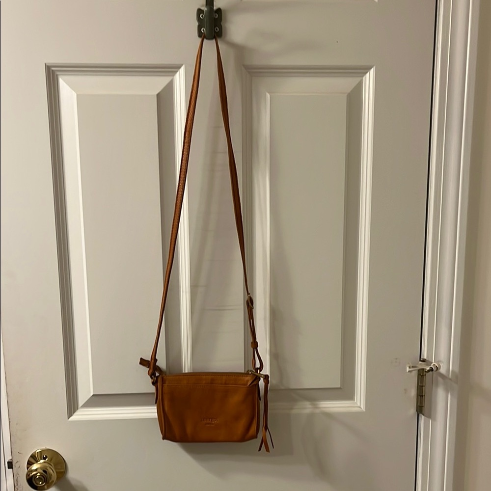 Leather Crossbody Bag in Tan